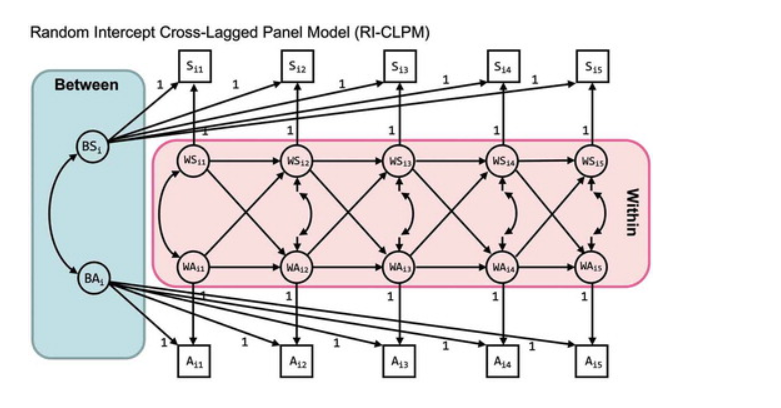 R数据分析：随机截距交叉滞后RI-CLPM与传统交叉滞后CLPM