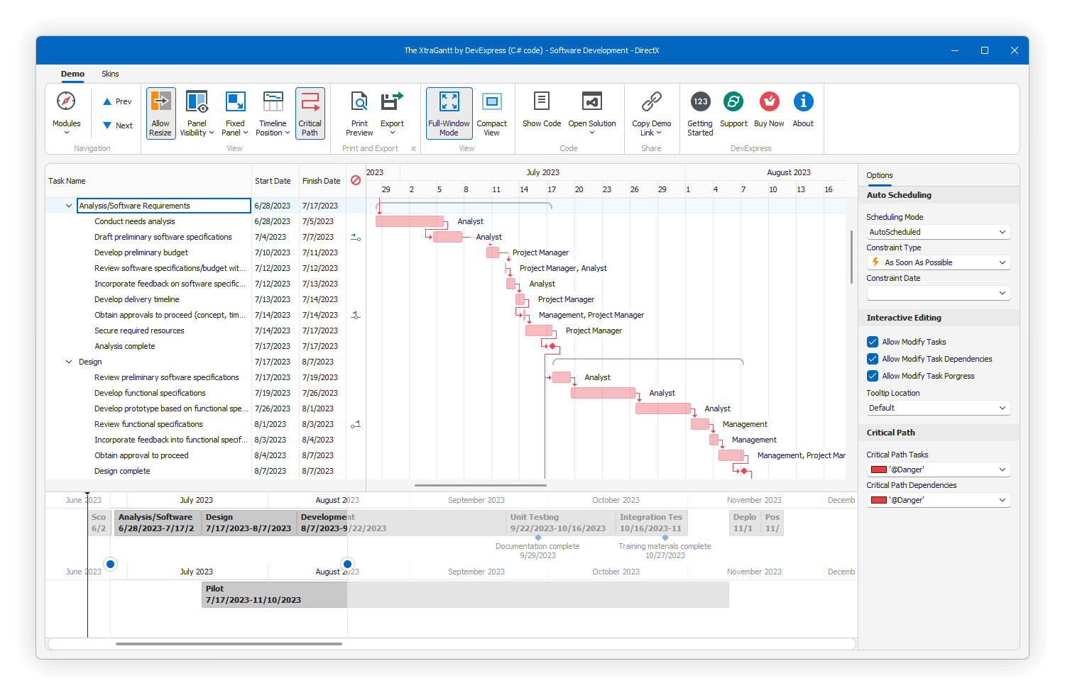 DevExpress WinForms Gantt组件图集