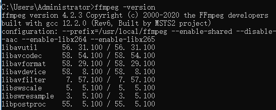 windows下msys2编译64位的ffmpeg源码