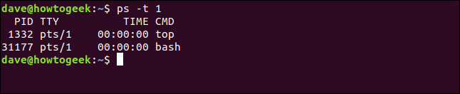 ps -t 1 ina terminal window