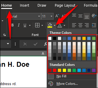 fill cells with color