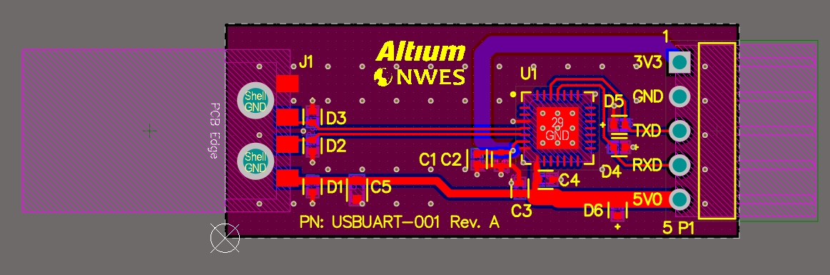 CP2102 USB 转 UART PCB 布局