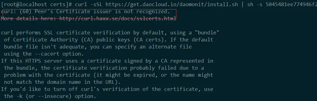 curl: (60) Peer‘s Certificate issuer is not recognized curl请求报错