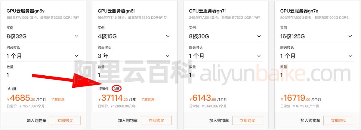 阿里云GPU服务器包年包月价格