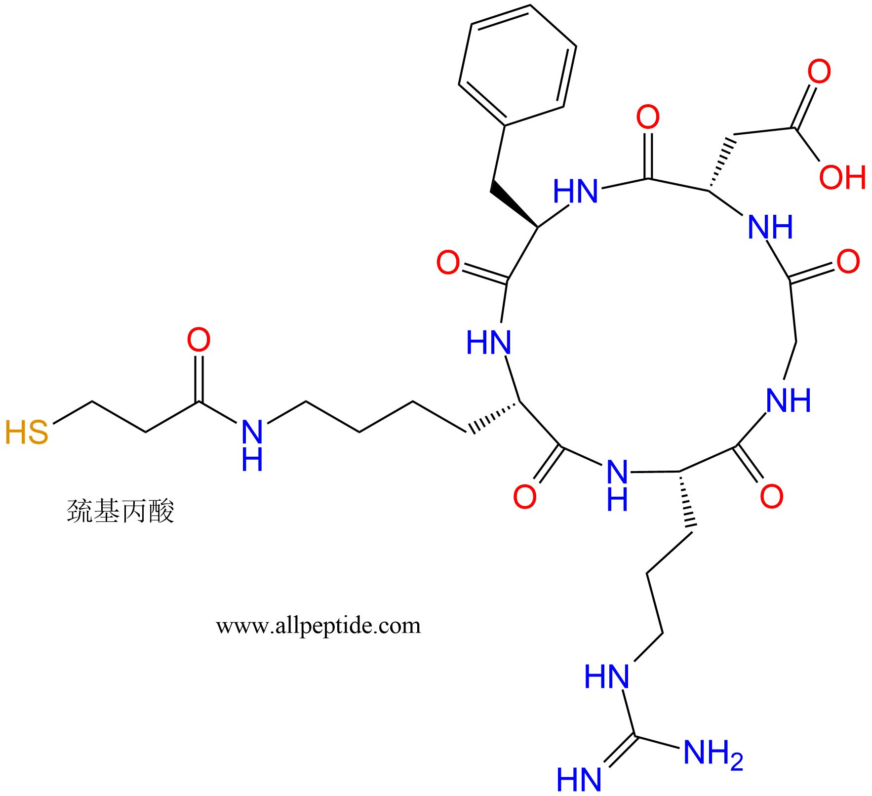 c(RGD)环肽：cyclo{RGDfK(Mpa)}