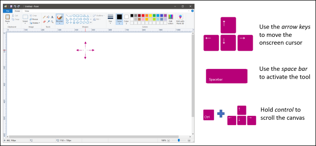 MS Paint's new keyboard controls