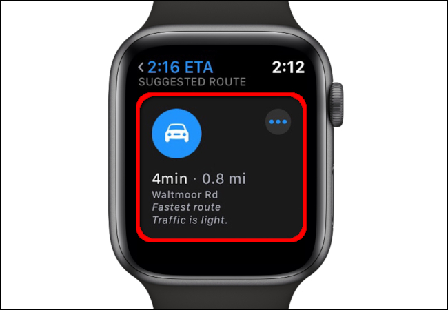 The Maps app on Apple Watch shows a Suggested Route