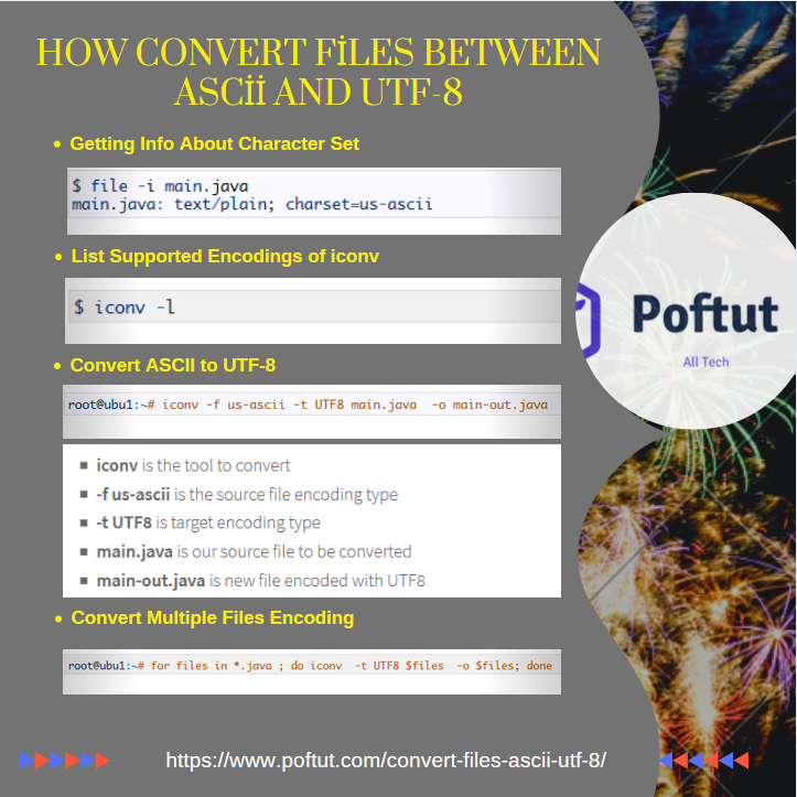 How Convert Files Between Ascii and Utf-8 Infografic