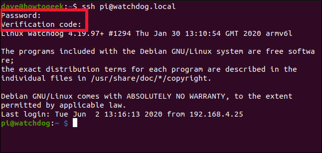 ssh pi@watchdog.local in a terminal window.