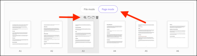 Delete or rotate a page from the options panel