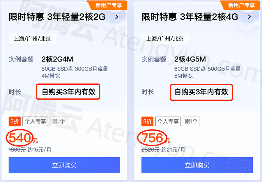 腾讯云轻量应用服务器2核4G5M三年566.6元还有吗？