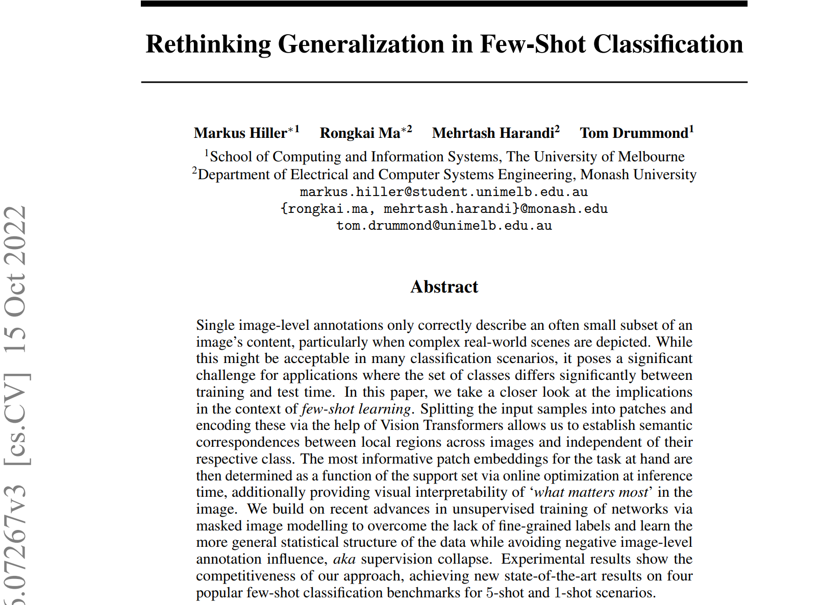 论文解读：Rethinking Generalization in Few-Shot Classification