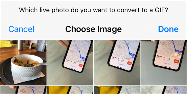 The Live Photo "Choose Image" screen.