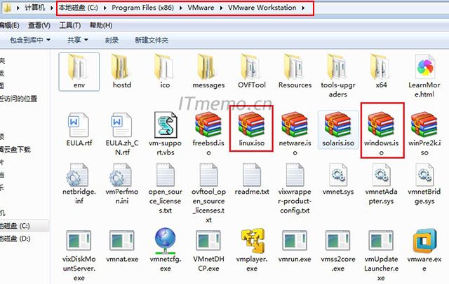 VMware Workstation安装目录路径下的：linux.iso，当然若您的系统是windows，就选择windows.iso镜像文件