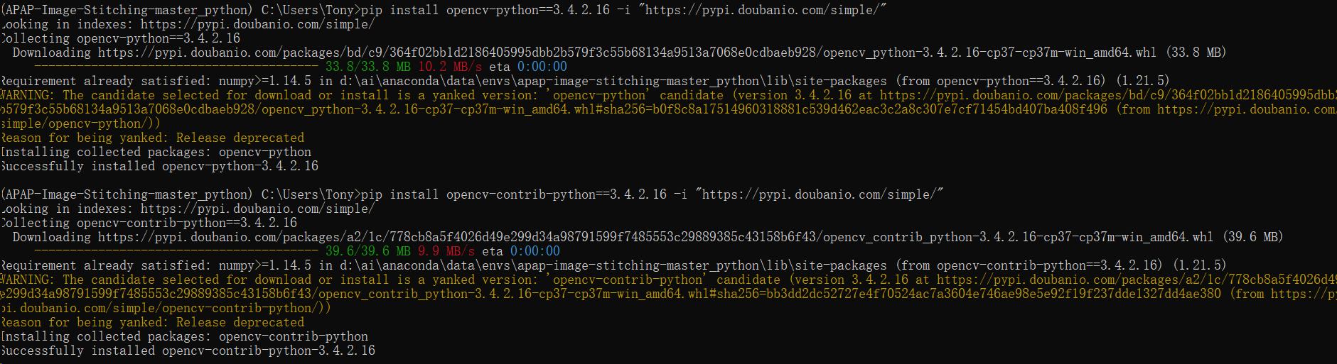 Pycharm项目中更改python版本以及opencv版本