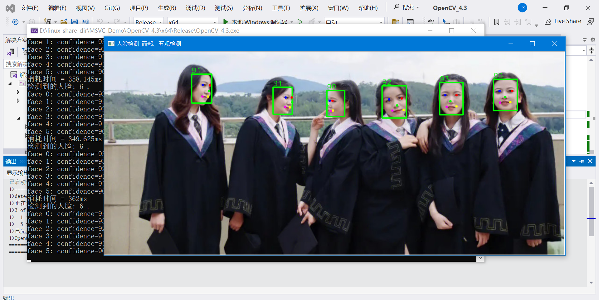 实时人脸五观检测：基于libfacedetection(CNN模型)