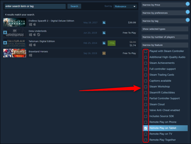 Steam Search Narrow By Feature