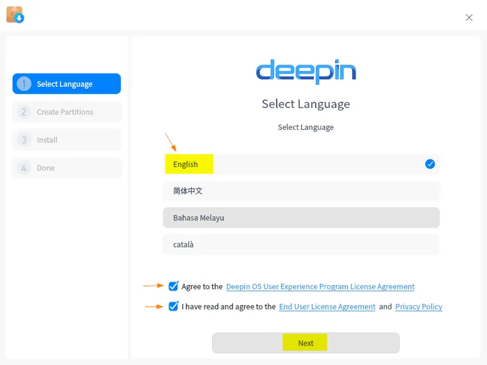 Choose-Language-Deepin-20-Installation