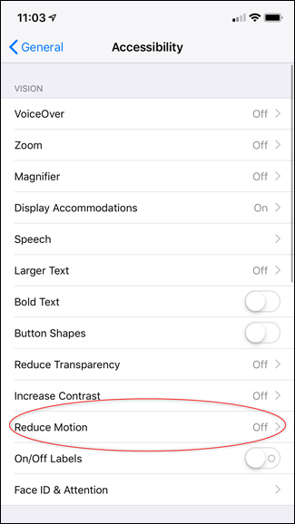 A screenshot of the iPhone's Acessibility page