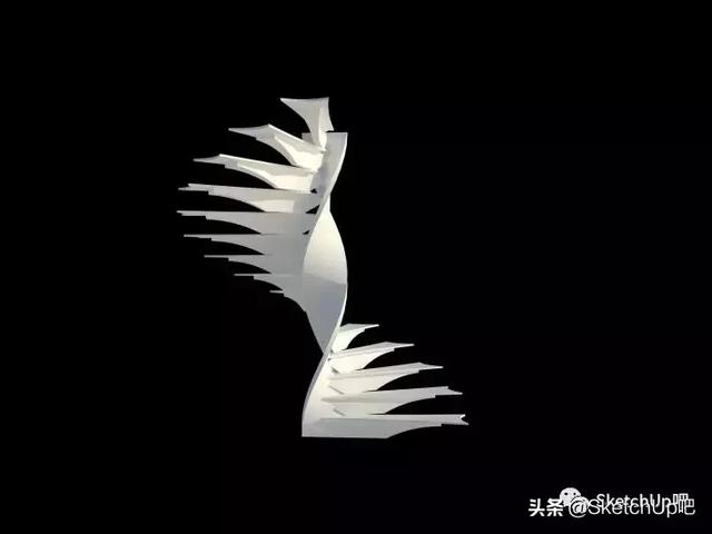 5,最后将踏步和中心旋转柱交错