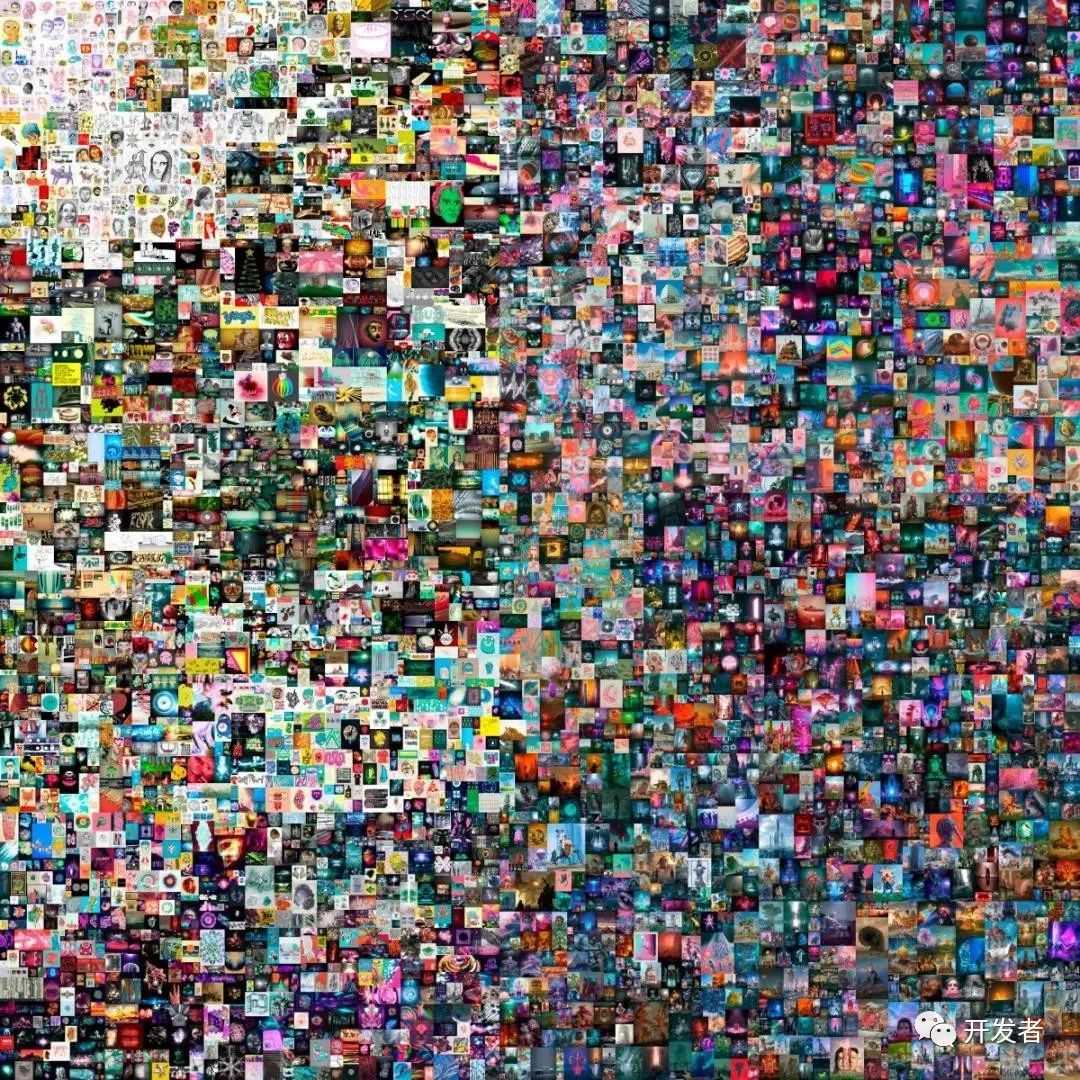 在网上发布的绘画照片,在凑满5000张后用nft加密技术组合到一起生成的