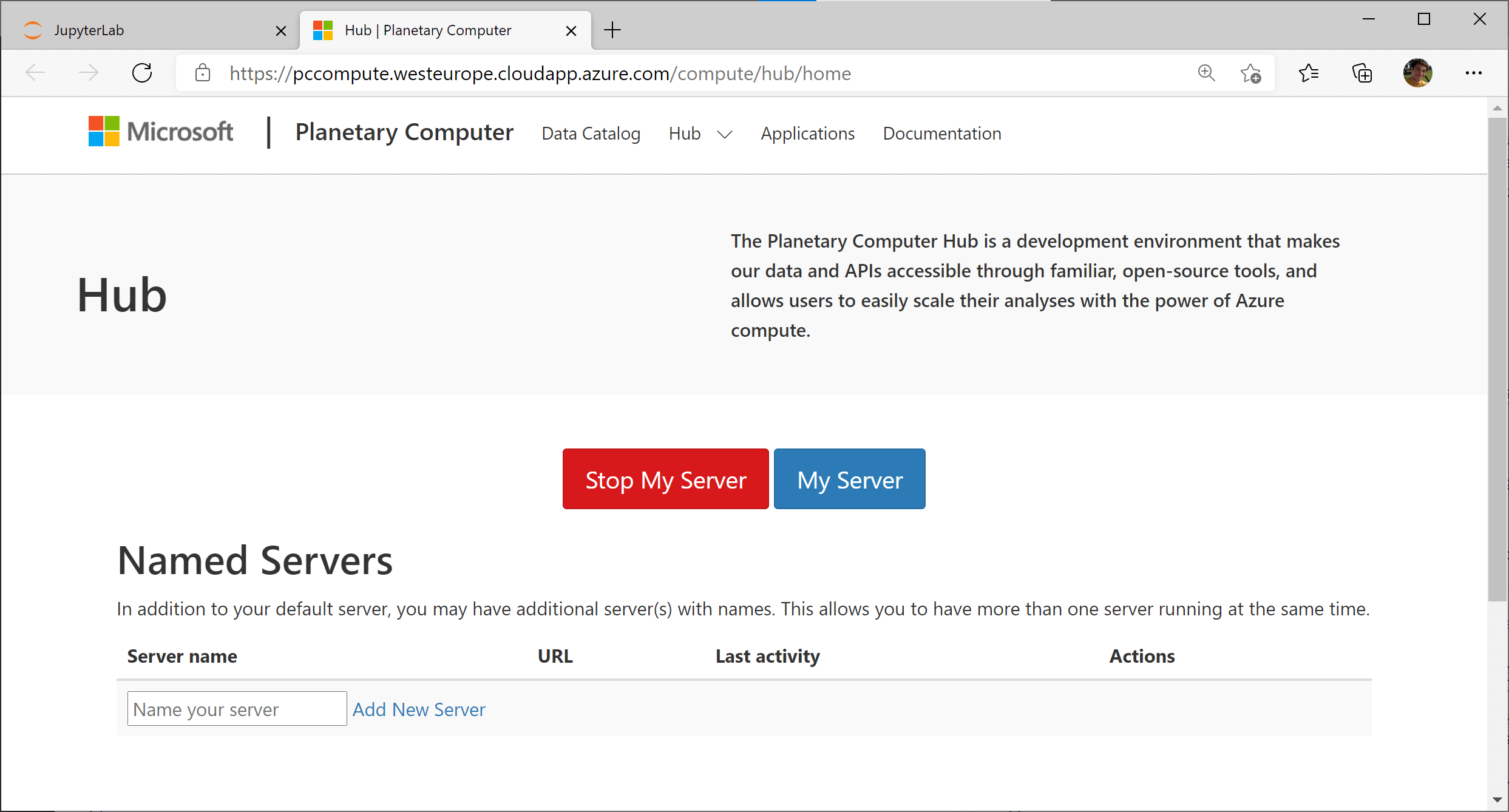 JupyterHub 菜单停止服务器