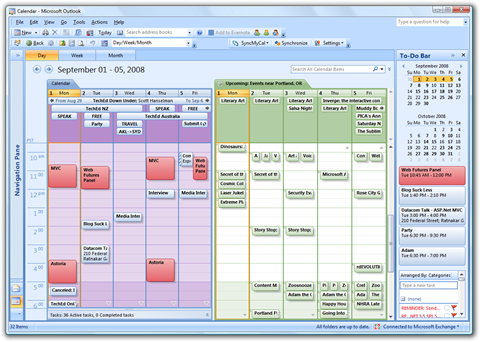 Picture of my Outlook Calendar side-by-side with another