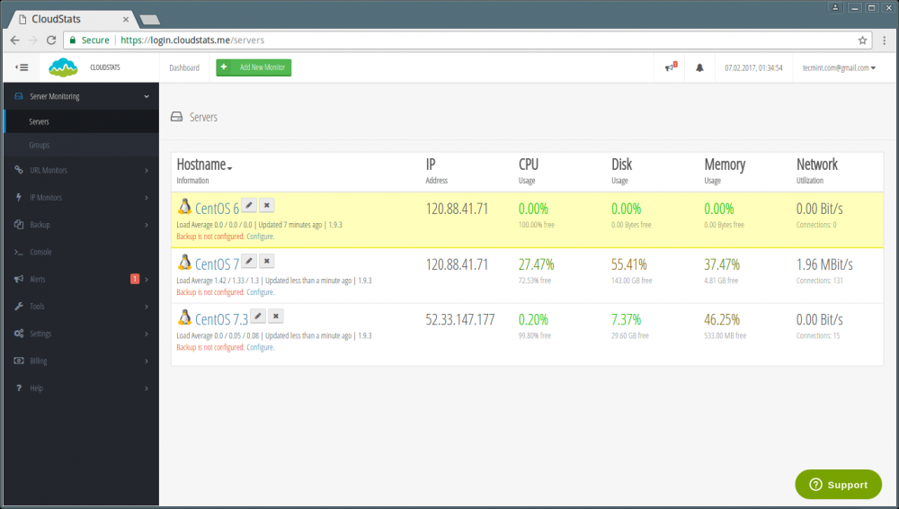 介绍一款 SaaS 服务器监控工具： CloudStats