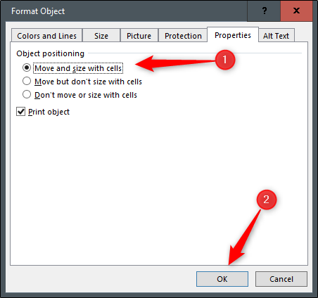 move and size with cells