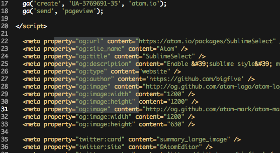 Meta name description content что это. Atom и Sublime. Meta js. <Meta name="twitter:site" content= пример.