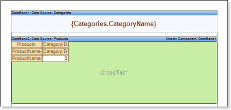 Stimulsoft Reports用户手册:数据带中的交叉表报表