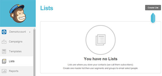 Creating a new list for your blog's email subscribers in MailChimp