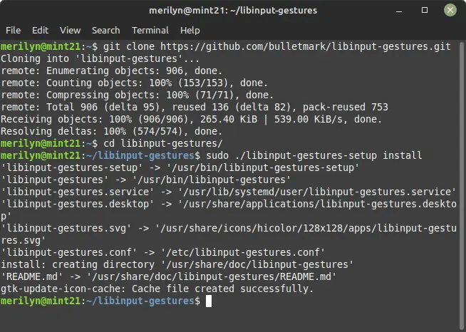 下载和安装Libinput gestures