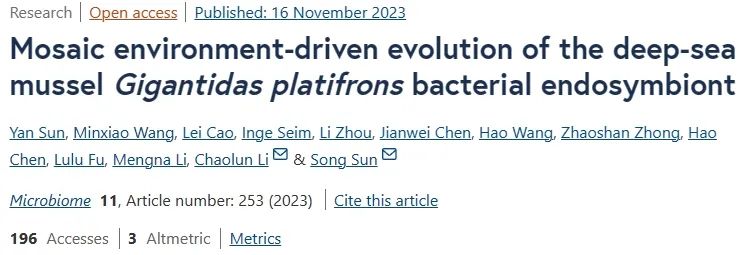 Microbiome | 海洋所在深海偏顶蛤甲烷氧化共生菌环境适应性进化研究获新进展-CSDN博客