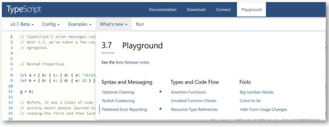 TypeScript 3.7稳定版发布