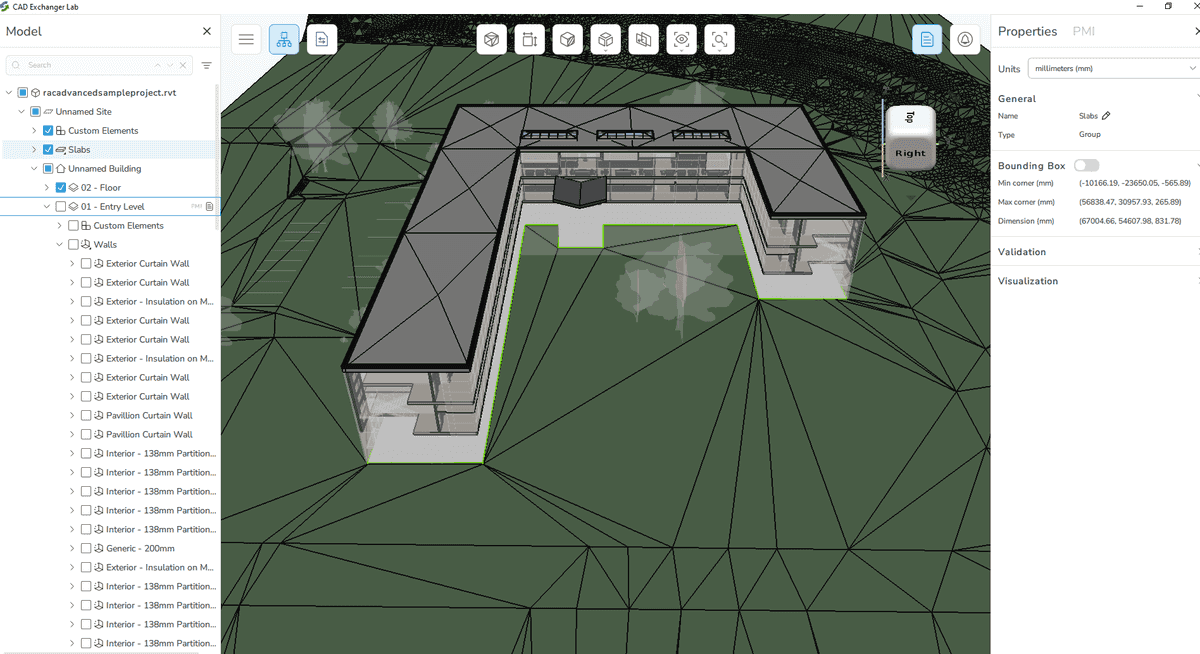 CAD Exchanger Lab 中没有入门级的建筑模型表示