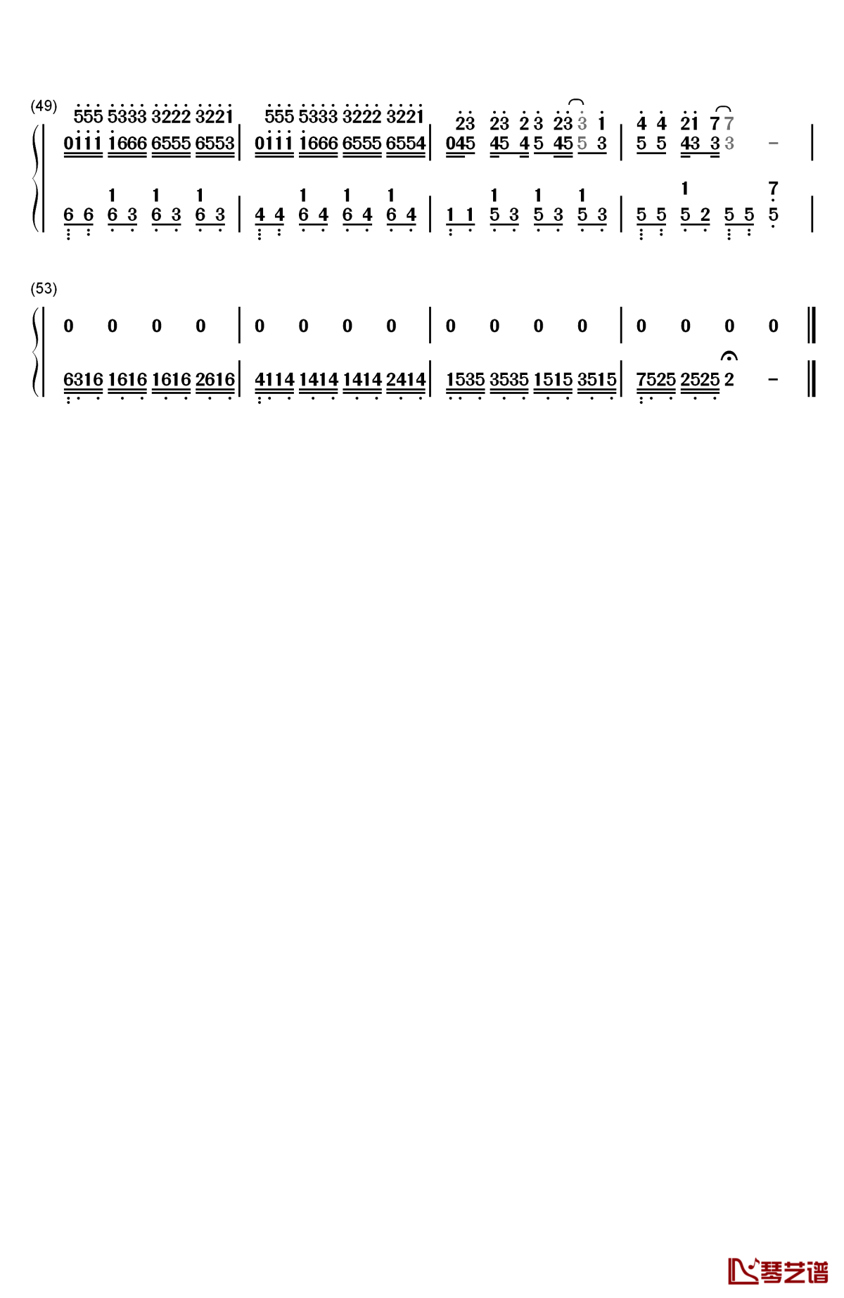 侧脸简谱钢琴数字图片