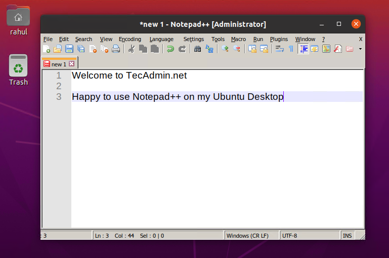 Installing notepad++ on ubuntu