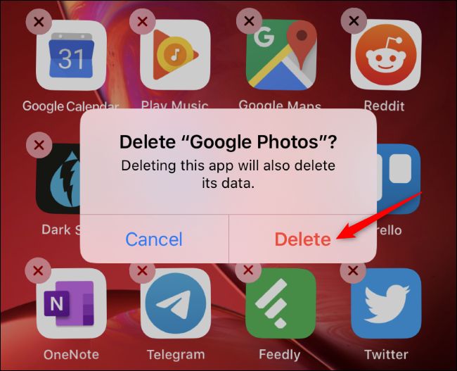 Deleting an app from an iPhone's home screen