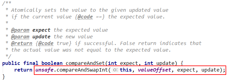 源码分析compareAndSet(int expect,int update)