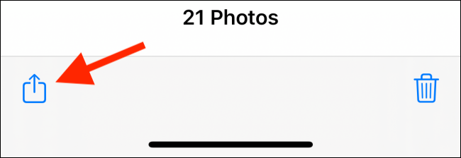Tap on the Share button in the Photos app