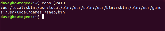 The "echo $PATH" command in a terminal window.