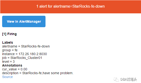 starrocks基于prometheus实现监控告警