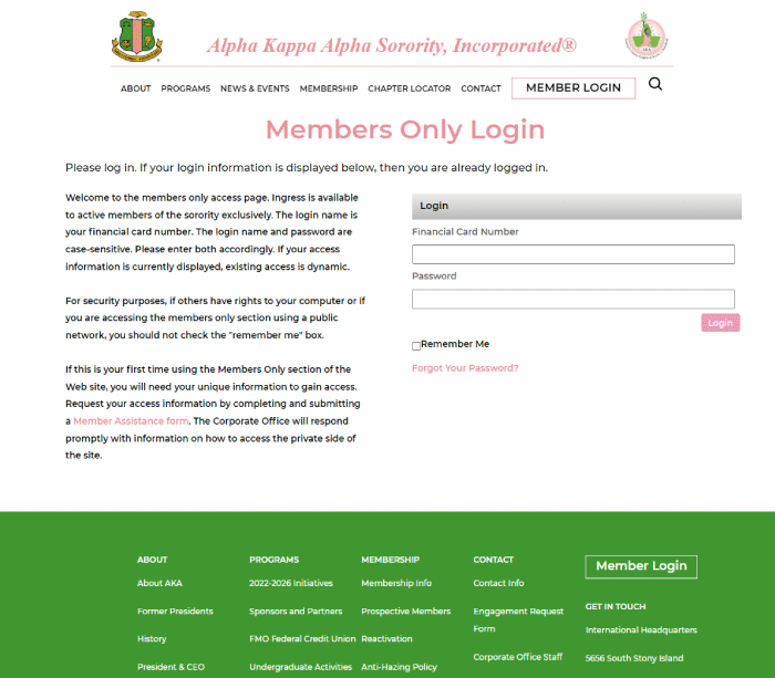 Alpha Kappa Alpha 联谊会 - WP 会员专用网站登录页面