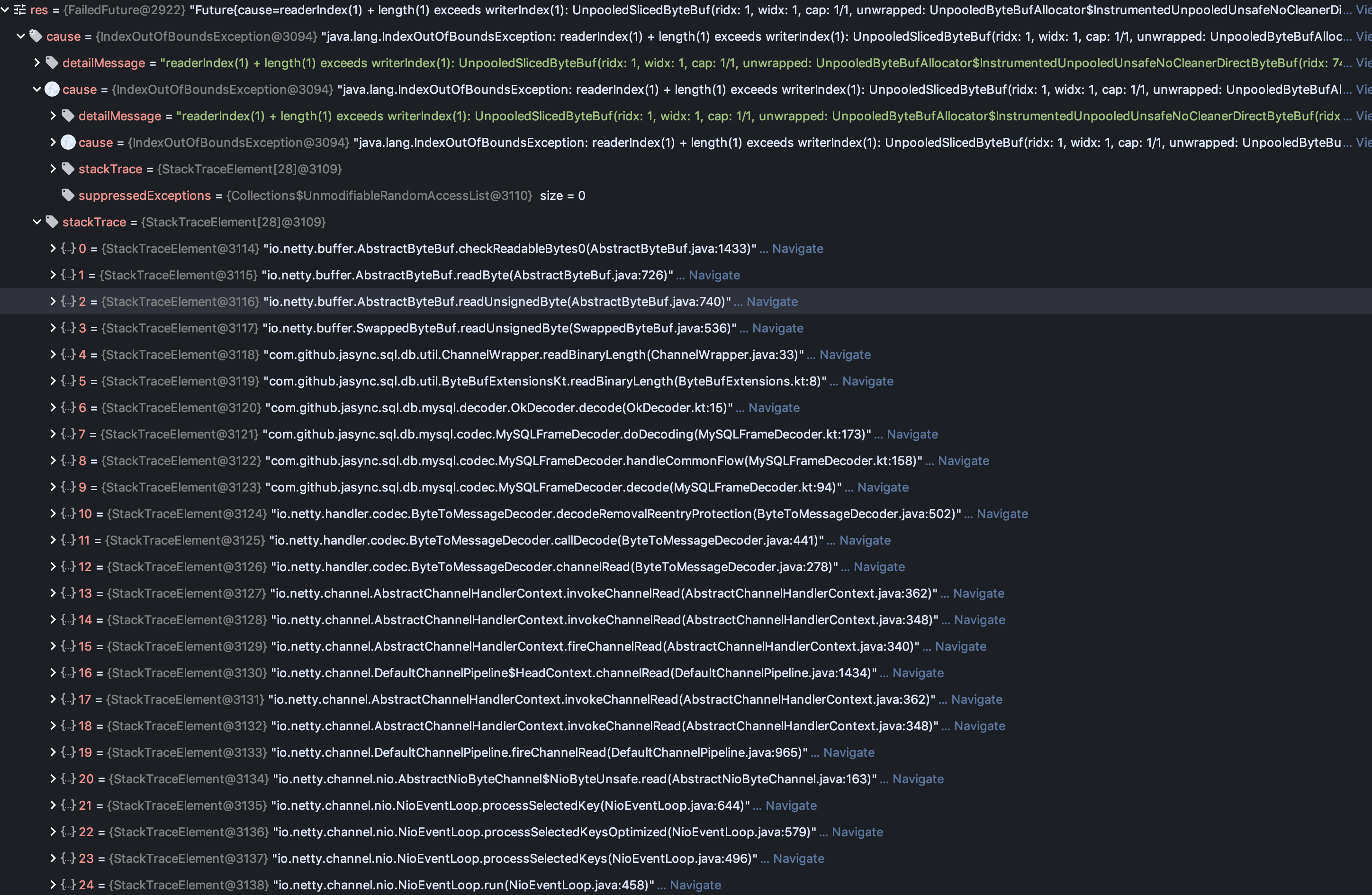 Bugs Transport Failure Java Lang Indexoutofboundsexception Readerindex 1 Length 1 开源项目 Csdn问答