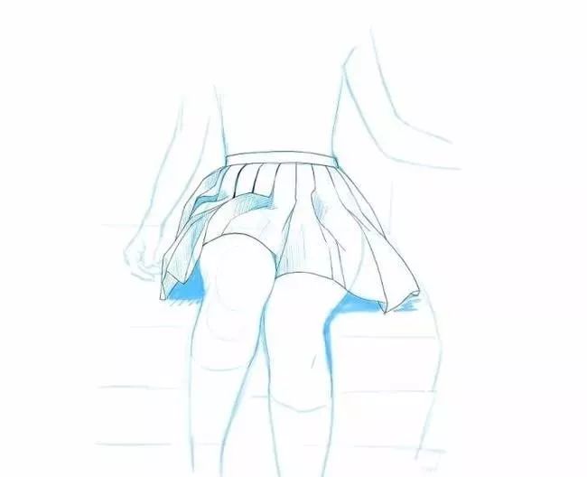 板绘手绘线稿素材资料各种角度小裙子的画法