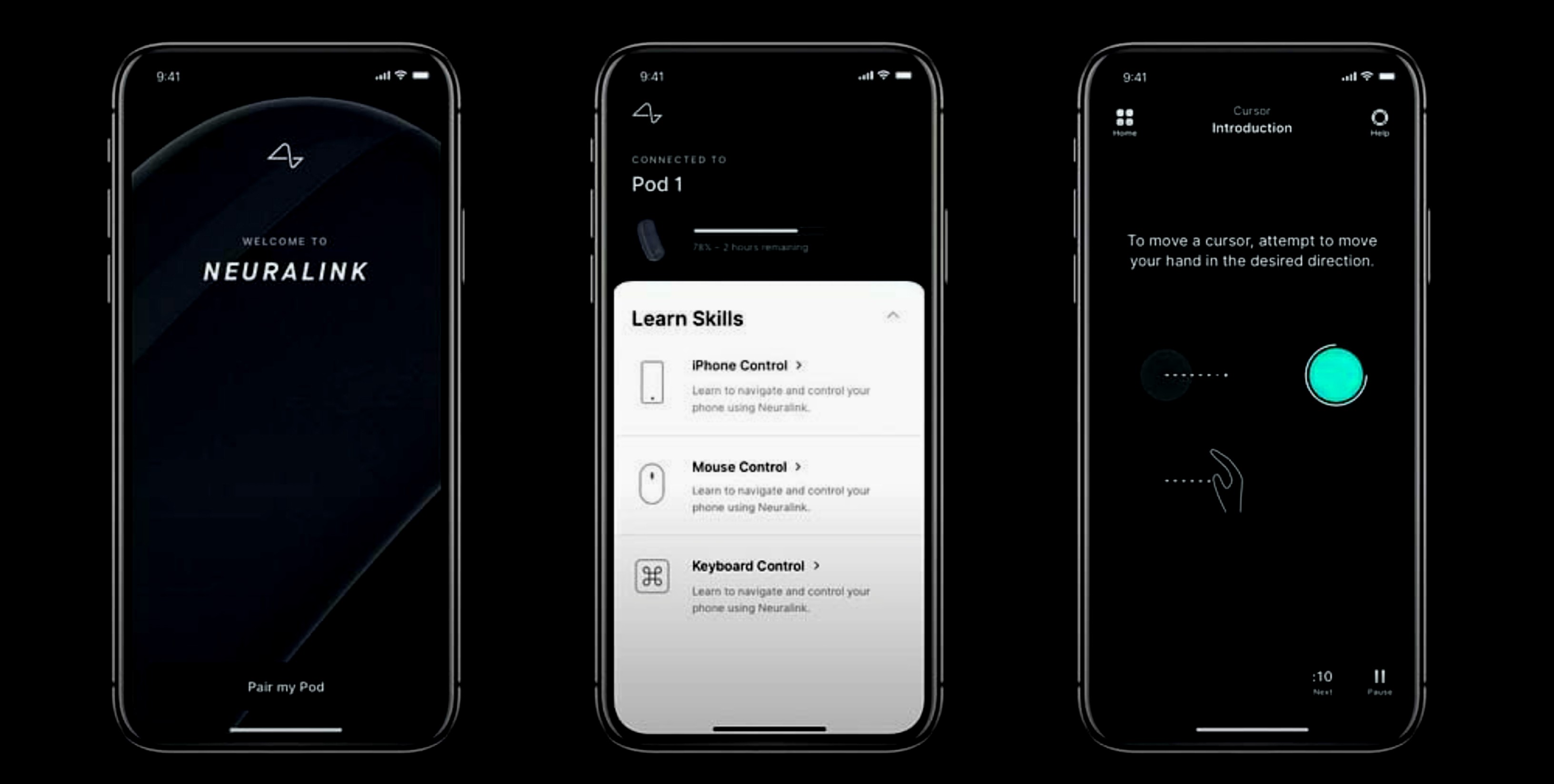 Neuralink’s app which connects to the implant via bluetooth & displys real time data