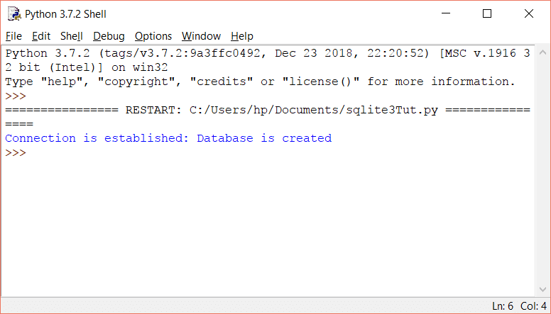 连接到 SQLite3 数据库