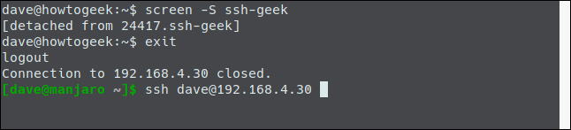 The "ssh dave@192.168.4.30" command in a terminal window.