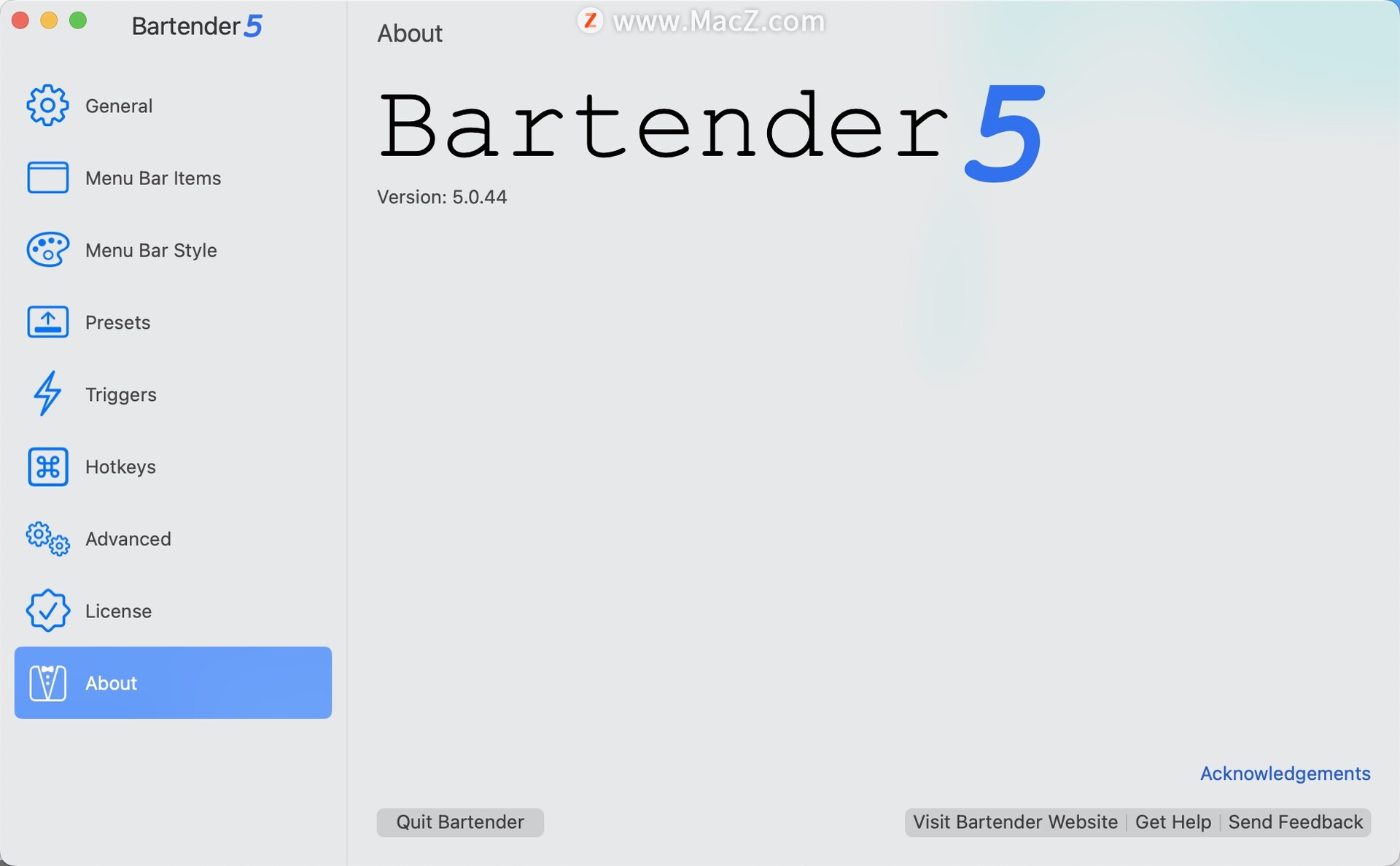 菜单栏图标隐藏管理Bartender 5.0.44